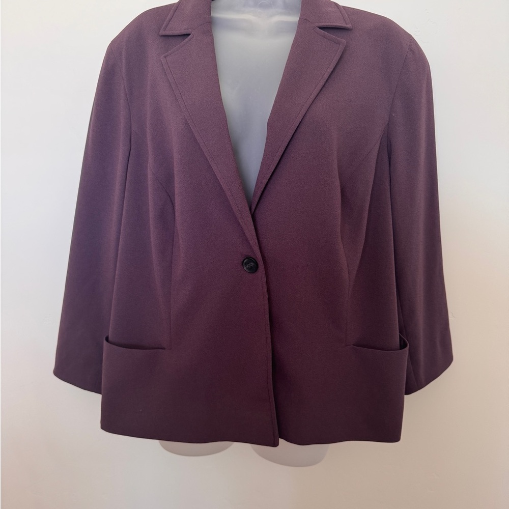Coldwater Creek Plus Blazer with Notched Lapel and Relaxed Fit